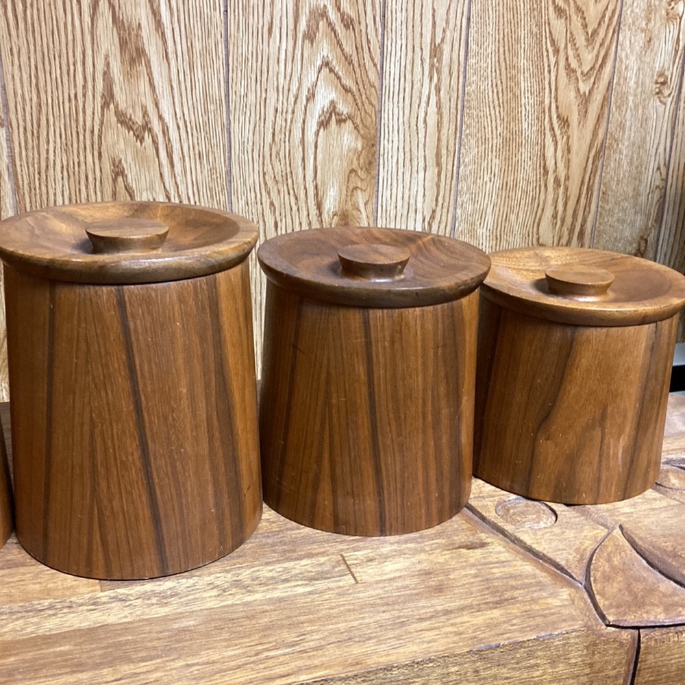 Vintage Teak Canister Set of 5